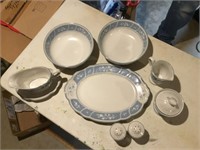 Noritake stoneware Victory blue serving pieces -