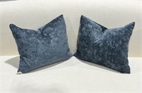 BUNDLE of Blue Velvet Throw Decorative Pillows