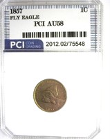 1857 Flying Eagle Cent AU58 LISTS $600
