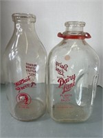 3 Vintage Milk Bottles. Half gallon Dairy