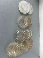 Lot of Glass Mason jar seal lids. Clear