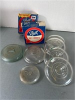 7 Clear glass wire bail Mason Jar lids.