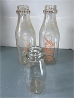 3 Vintage Milk Bottles. 2 Ellsworth Milk