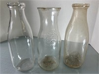 2 Quart Milk Bottles  1 Glass Bicentennial