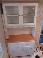 White and wood cabinet 38" wide 72" tall.