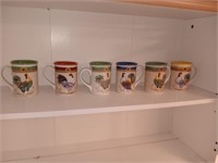 6 rooster chicken coffee mugs cups
