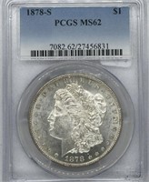 1878 S Morgan Silver Dollar PCGS MS62