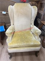 Yellow velvet wing back chair #2 (small room)
