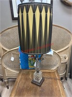 Hollywood Regency vintage brass crystal lamp