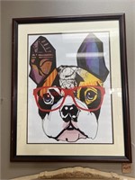 Framed bull dog print (small room)