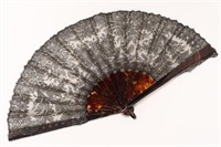 19th Century French Tortoiseshell and Lace Fan,