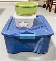 Pair of Storage Containers & Pet Bowl