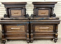 Pair of antique walnut twin beds