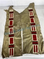 Native American leggings felt strips and brain