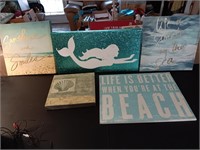 5 nautical and beach signs.