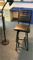Padded stool and stand lamp