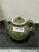 Unmarked, green, with gold trim teapot