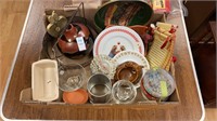 Box lot, ceramic dishes, ashtray, plates