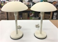 2 Modern White Metal Desk Lamps 20"
