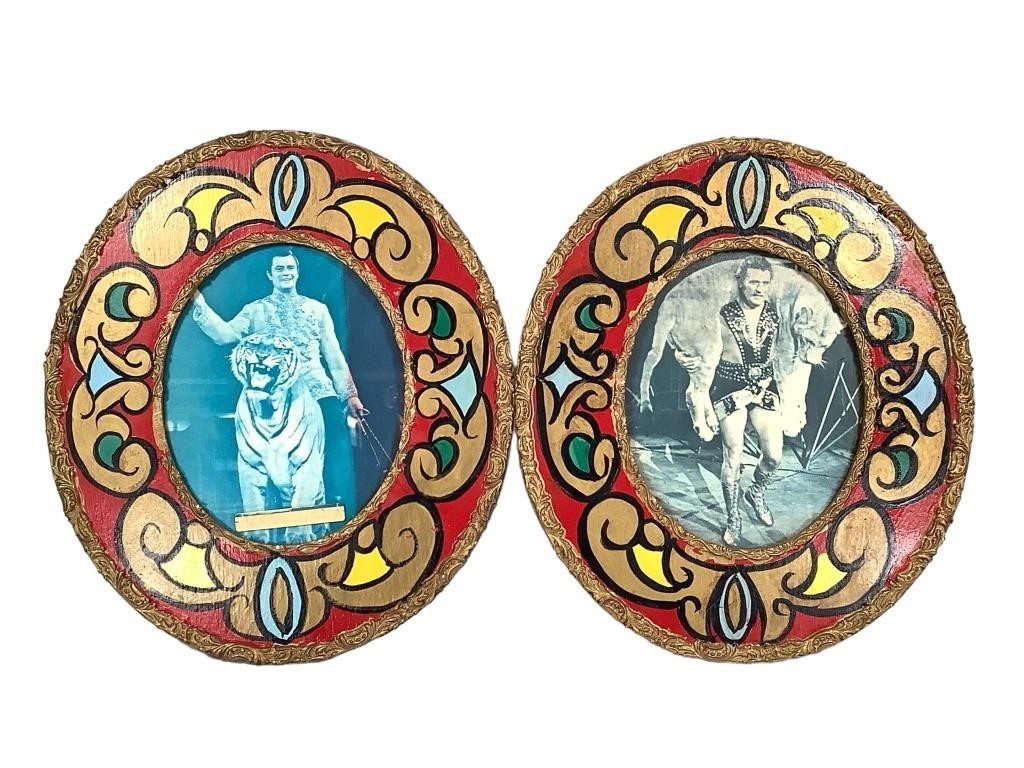 Pr Hand Painted Frames Peru Circus C Boughman