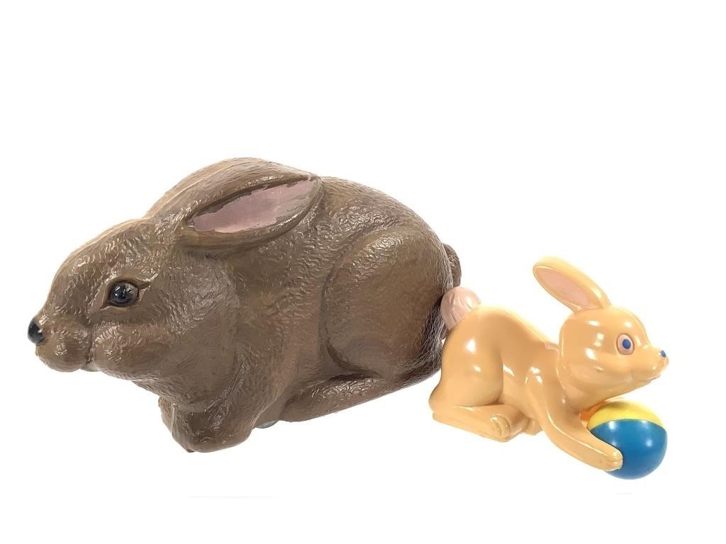 2 Plastic Mechanical Friction Rabbits, Bunnies