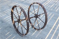Pair of 34in Iron Implement Wheels on Axle