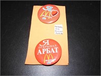 2 HTF Russian McDonald Pinback Buttons