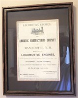 Framed Amoskeag Manufacturing Co. Locomotive