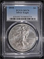 2018 AMERICAN SILVER EAGLE PCGS MS70