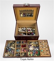 Wooden Jewelry Box filled with Treasures