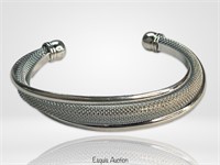 Sterling Silver Mesh Tripple Twist Cuff Bracelet