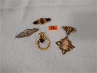 Silver & Gold tone Broaches Cameo Costume jewelry