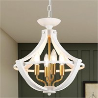 Rustic 4-Light Wood Pendant Light