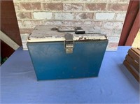 BLUE & WHITE VINTAGE COOLER- GREAT PATINA- VERY