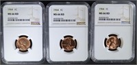3 - 1964 LINCOLN CENT NGC MS66 RD