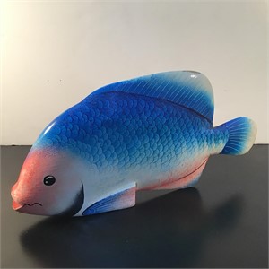 FOLK ART FISH PAINTED WOOD