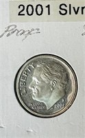 2001 Silver Roosevelt Proof Dime
