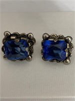 Sterling Earrings Blue Stone