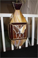 Vintage stain glass lantern style hanging lamp,