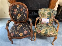 2 FLORAL FABRIC CHAIRS