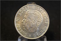 1964 Sweden 2 Kroner Silver Coin