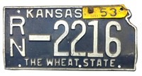 1951 Kansas License Plate with ‘1953’ Renewal