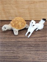 Vintage Wagner-Tiere Flocked Turtle and
