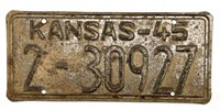 1945 Kansas License Plate