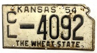 1954 Kansas License Plate