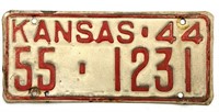 1944 Kansas License Plate
