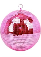 12" mirror disco ball in hot pink