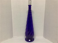 Cobalt Blue Decanter Bottle Vase 19.5 in
