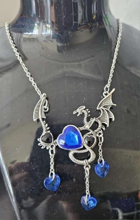 blue stone dragon necklace