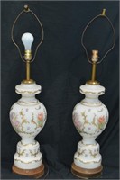 Pair Large Hand Painted Table Lamps
